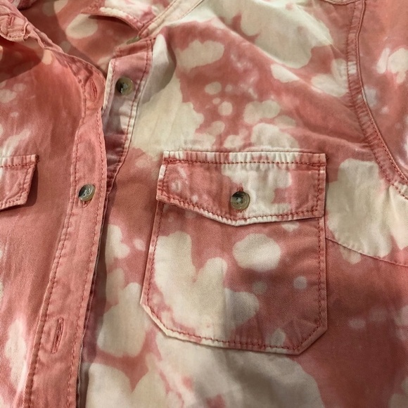 Life in progress button front acid wash long sleeve shirt orange size:S - Picture 16 of 16